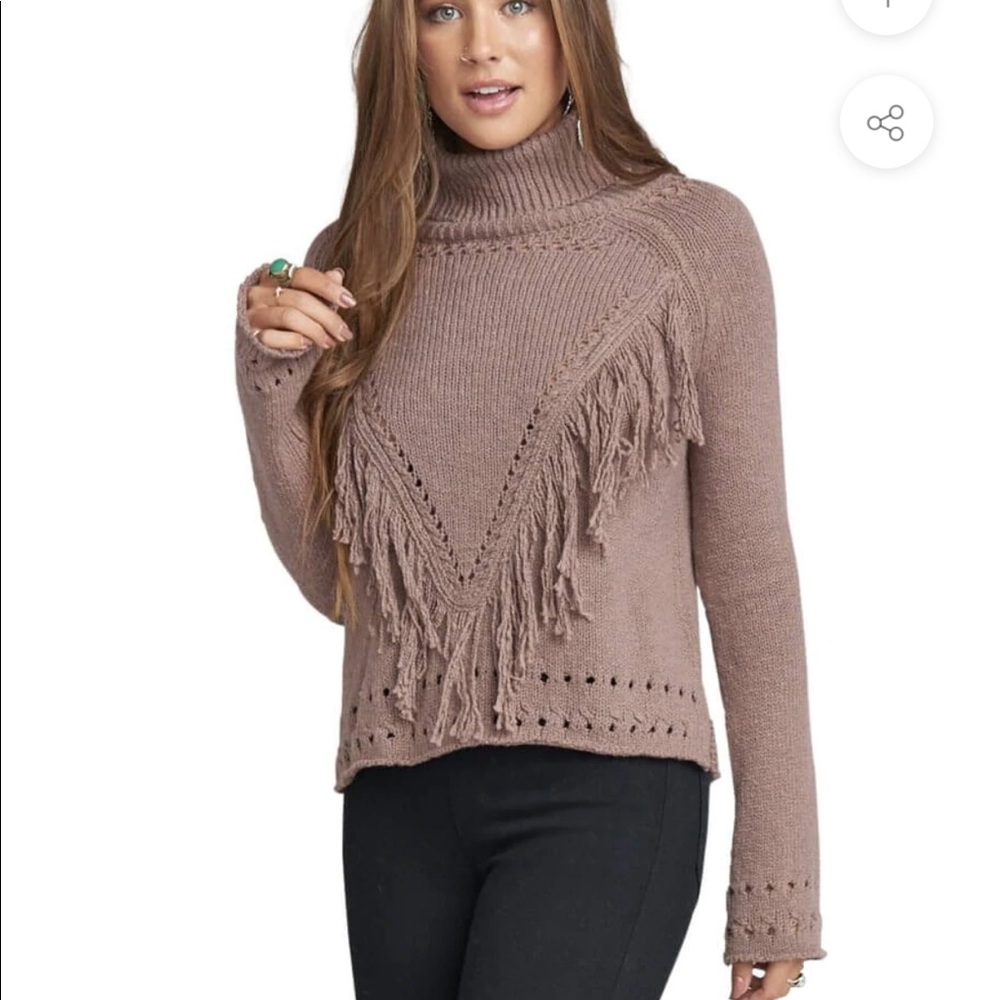 Show me your Mumu FELICIA FRINGE SWEATER, ALMOND KNIT